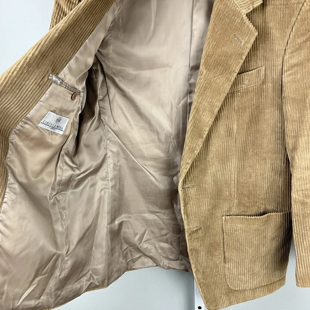 Vintage Circola Moda Mens 39R‎ Corduroy Blazer Sport Coat Jacket Tan Cotton